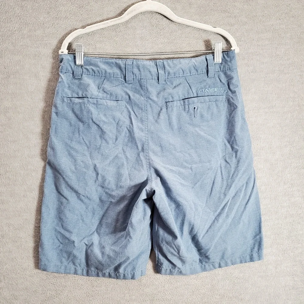 O'Neill Men Shorts 32 Blue Chino Pockets High Rise‎ Polyester Logo 9 in Inseam